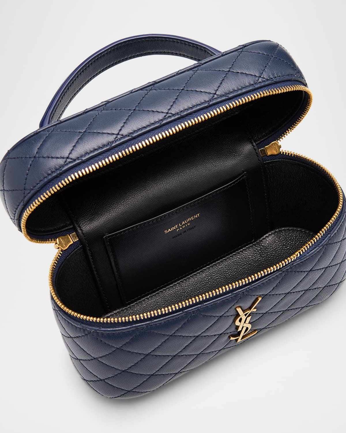 Gabby Mini Vanity Case in Quilted Leather with Gold Hardware - 4