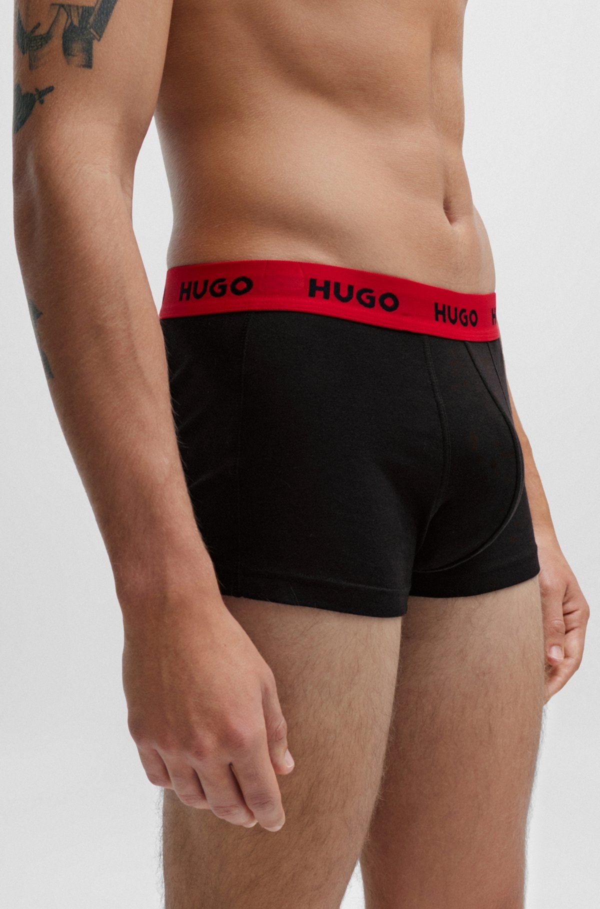 THREE-PACK OF LOGO-WAISTBAND TRUNKS IN STRETCH COTTON - 4