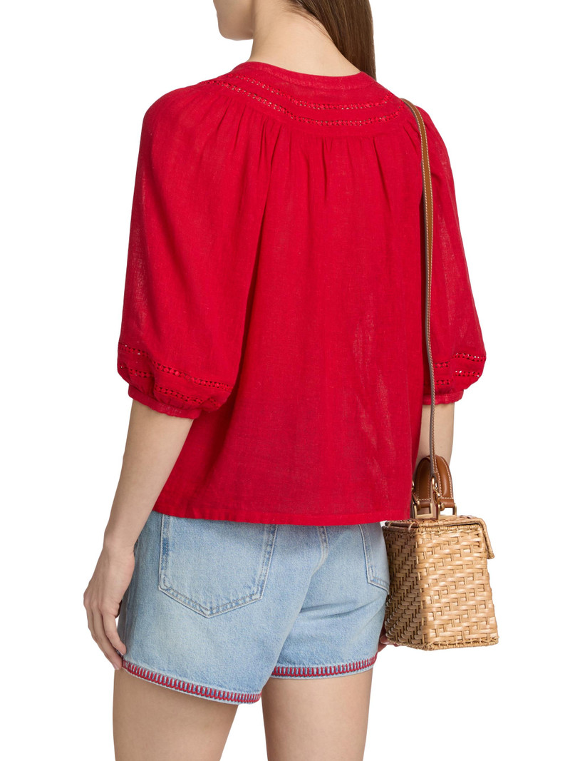 Women's Theia Linen-Blend Top - Tomato 5