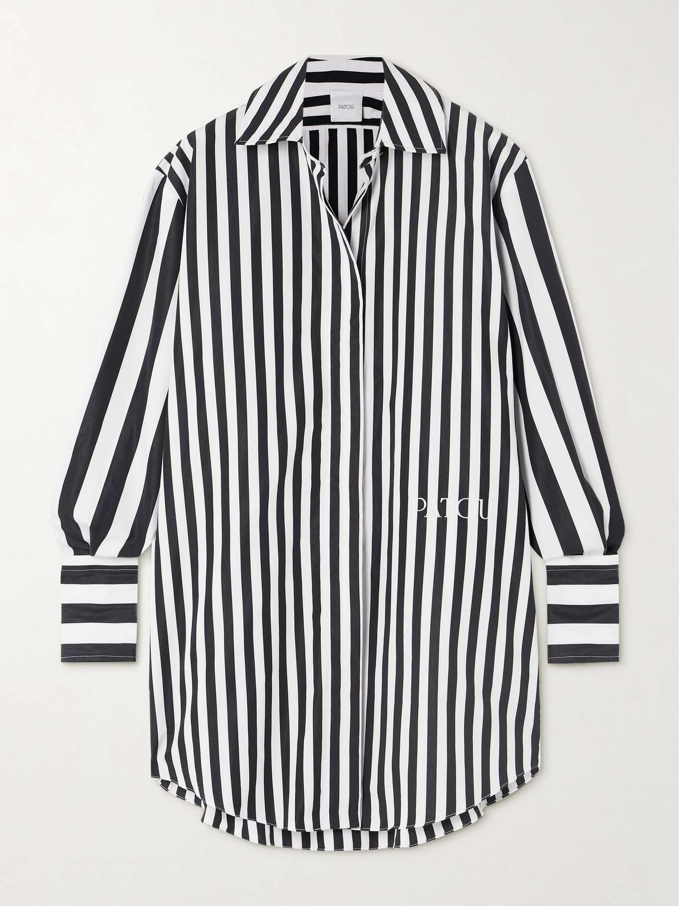 Iconic oversized embroidered striped cotton-poplin mini shirt dress - 1