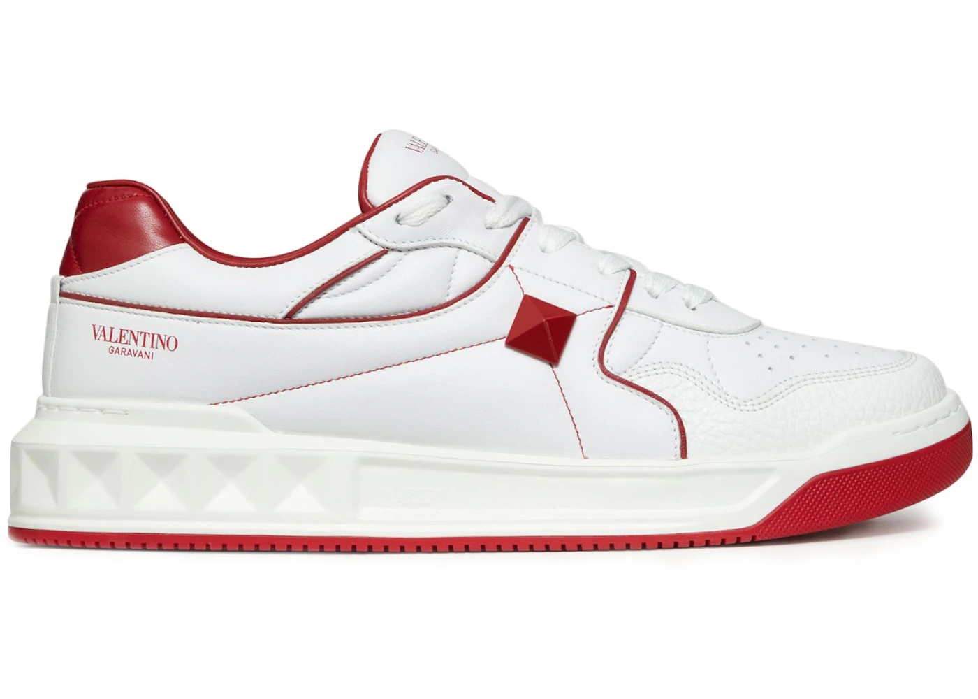 Valentino One Stud Low-Top White Red - 1