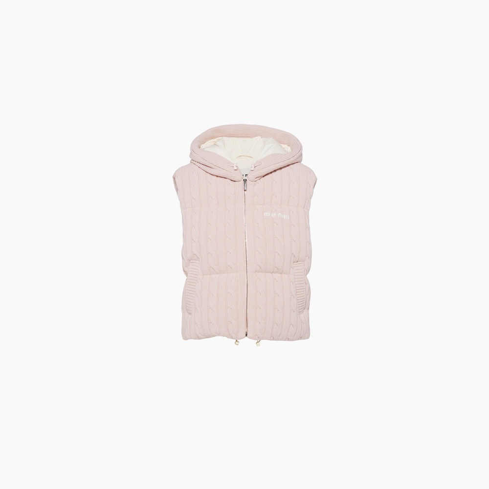 Padded cashmere wool down vest - 1