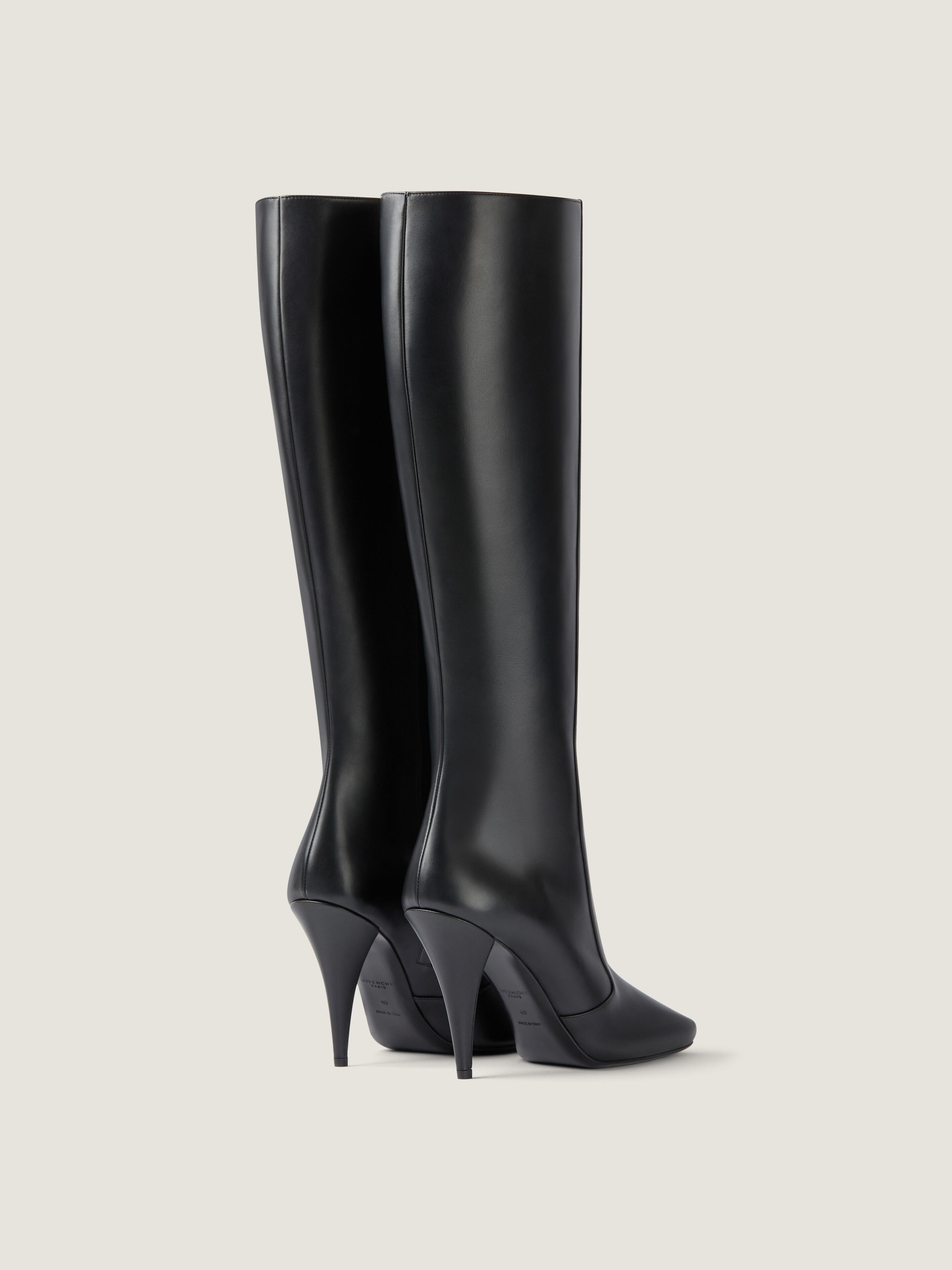 SLICED SQUARE BOOTS IN SHINY LEATHER - 5