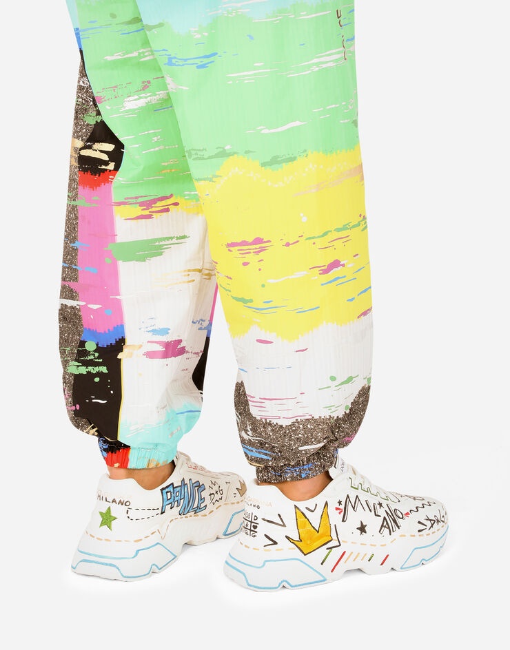 Nylon jogging pants with multi-colored glitch print - 5