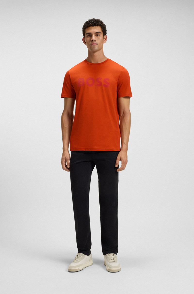 BOSS COTTON-JERSEY T-SHIRT WITH CURVED-LOGO PRINT outlook