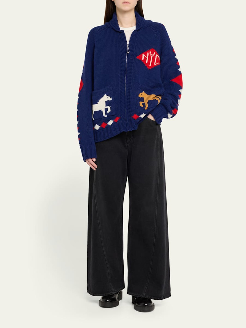 BODE Diamond Corral Horse Merino Wool Cardigan outlook