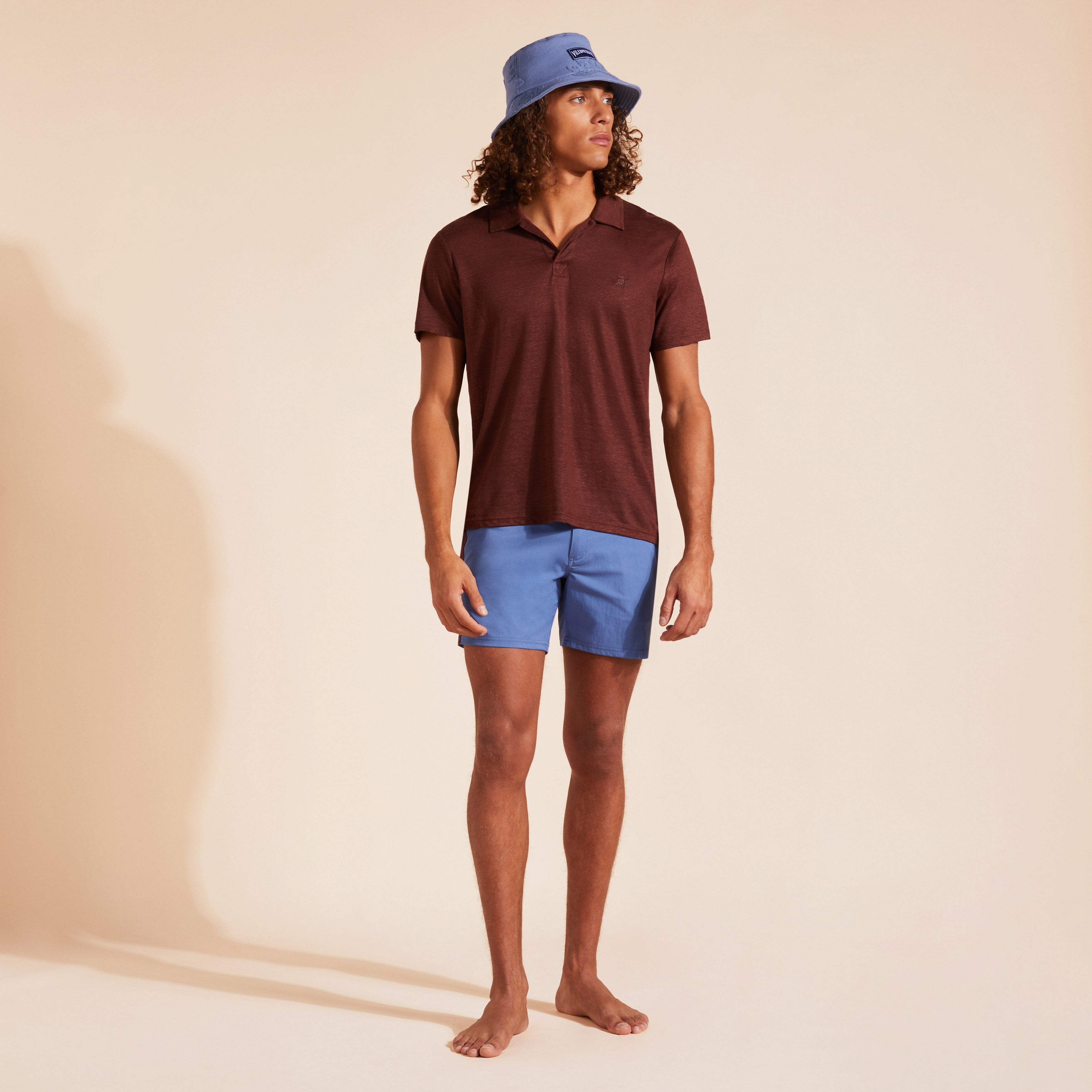 Men Stretch Swim Trunks Flat Belt Color Block - 5