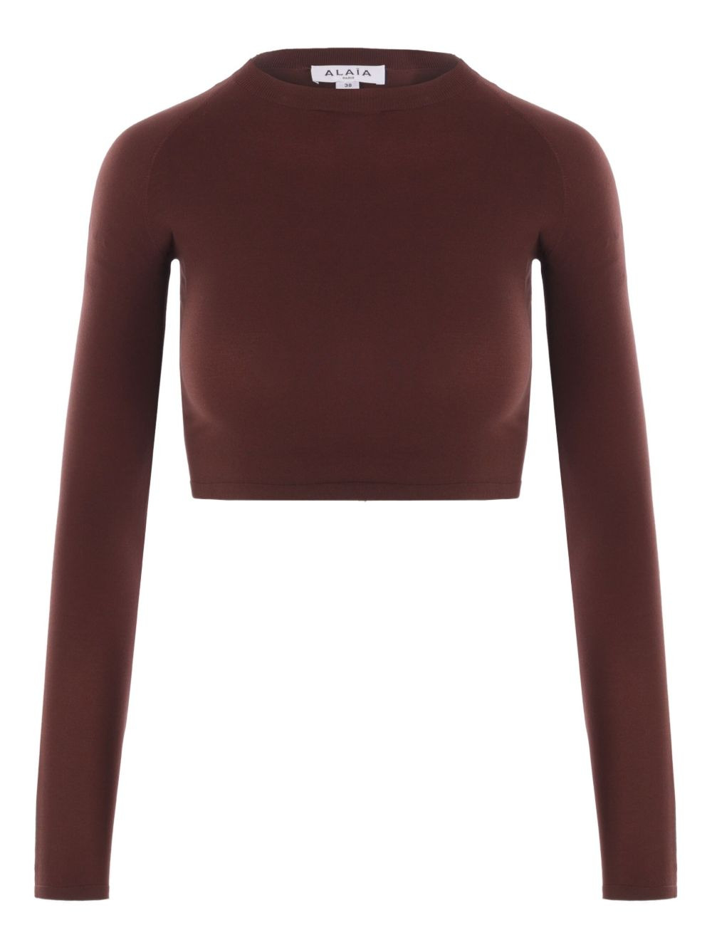 long-sleeve crew-neck crop top - 1