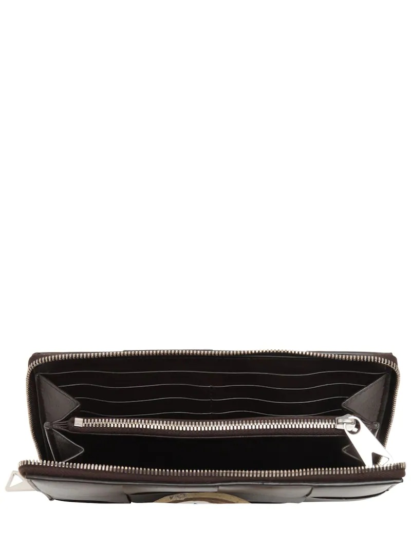 MAXI INTRECCIO LEATHER ZIP AROUND WALLET - 4