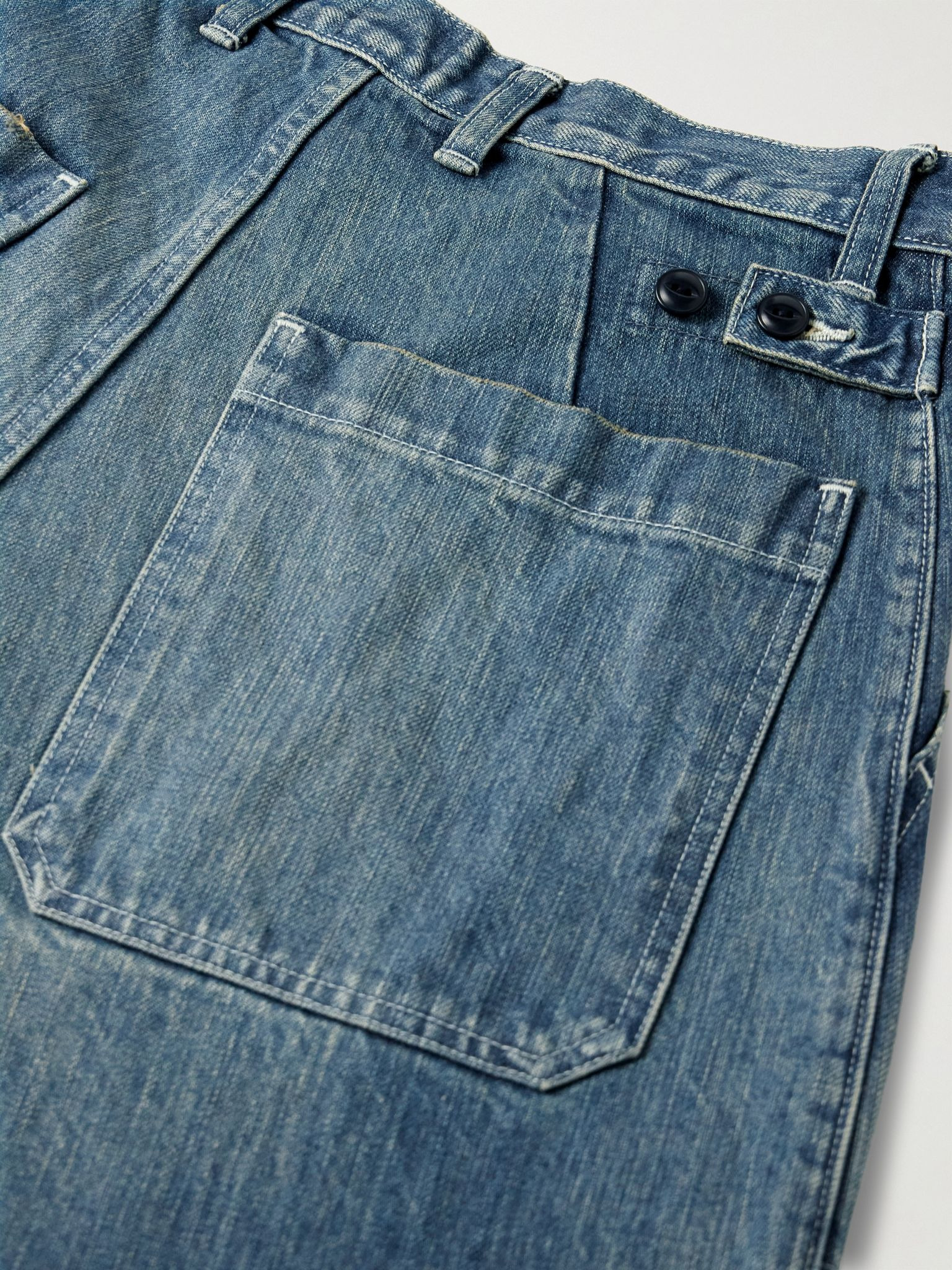 Rushfield Remake Wide-Leg Panelled Distressed Jeans Blue - 5