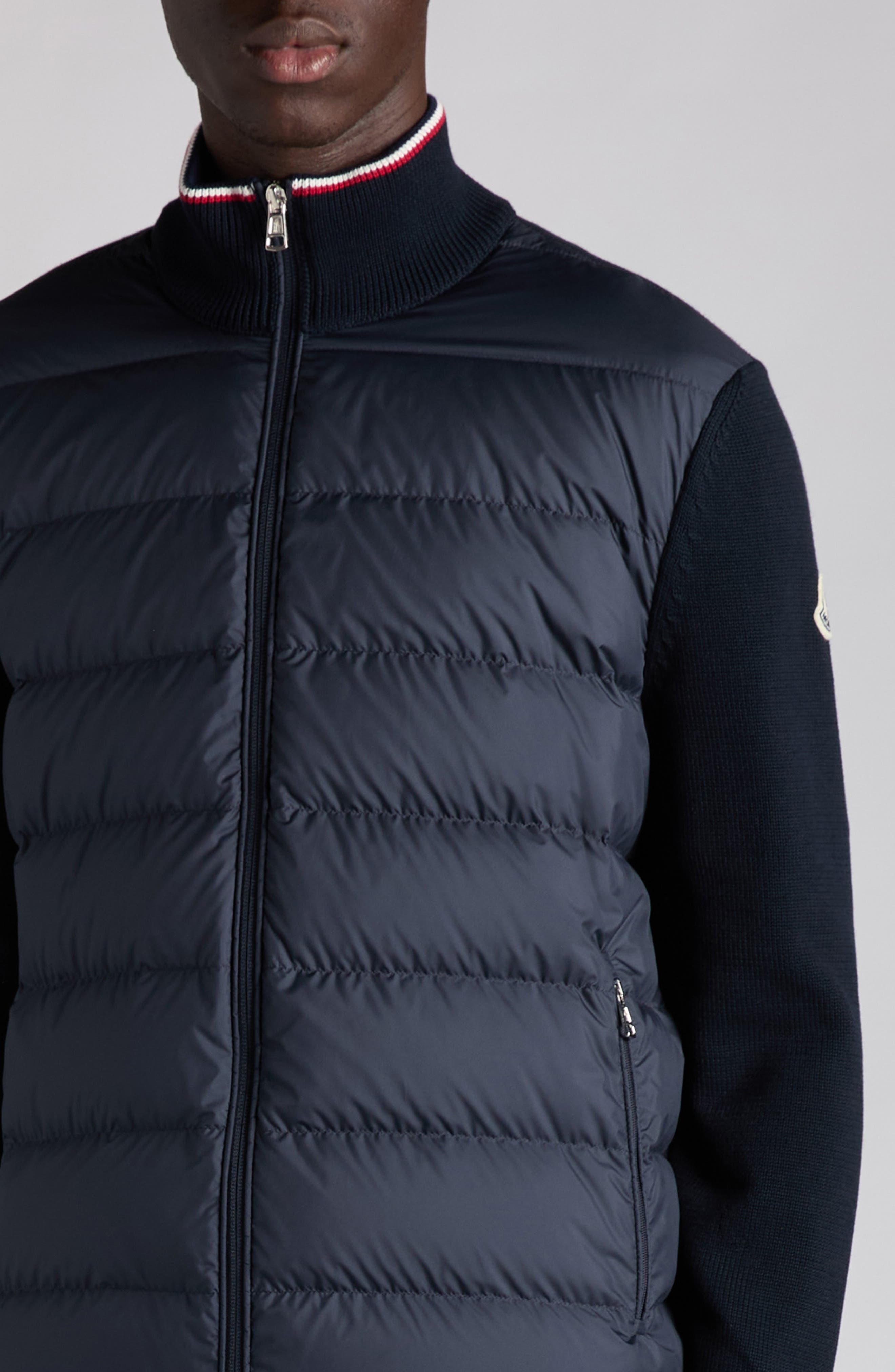 Moncler Padded Zip Cardigan in Obsidian Blue at Nordstrom - 4