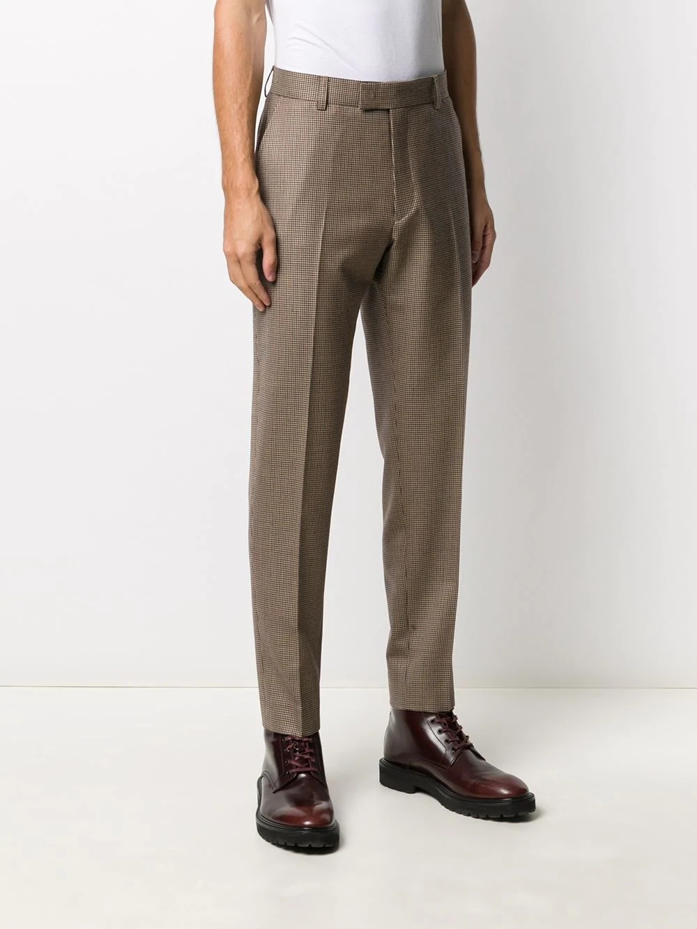 straight leg check pattern trousers - 3