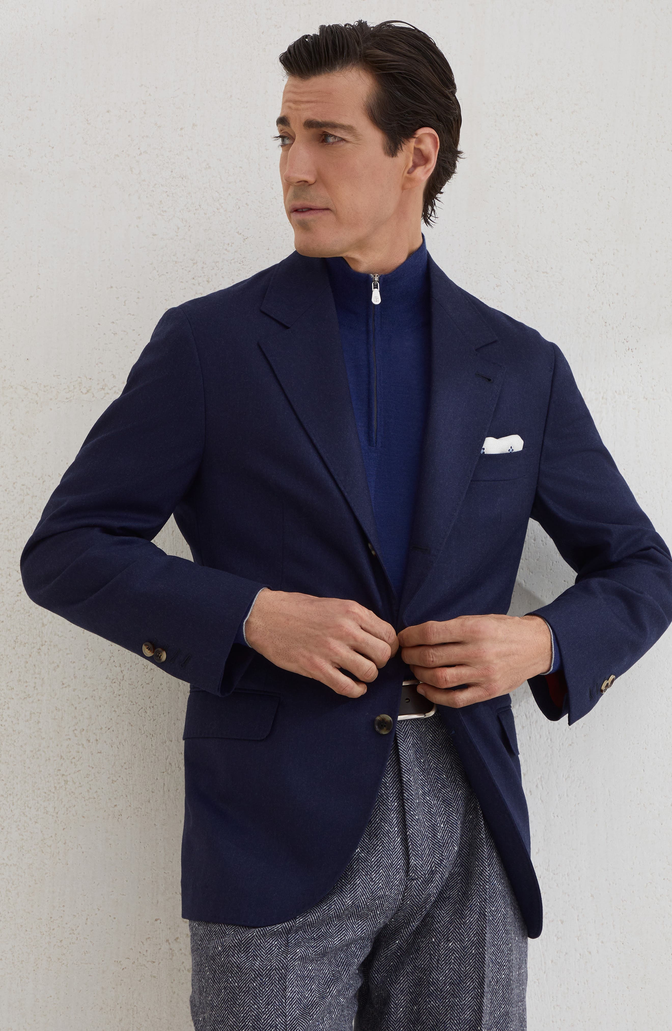 Brunello Cucinelli Lightweight sweater with zip in Sapphire at Nordstrom - 5