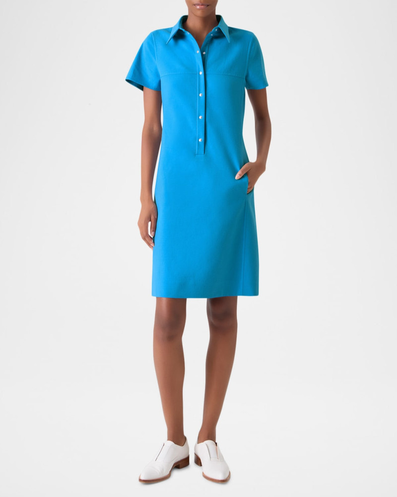 AKRIS Short-Sleeve Cotton-Silk Polo Dress outlook