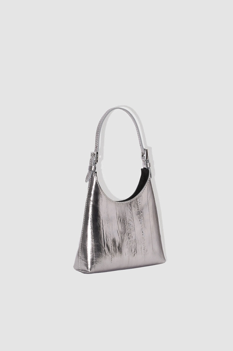 BY FAR Baby Camryn Inox Eel Embossed Metallic Leather Top-Handle Bag outlook