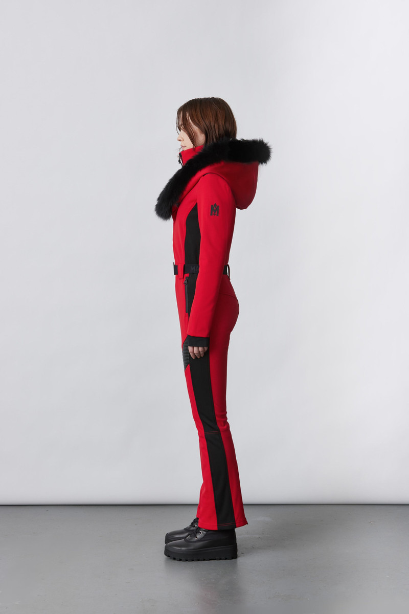 ELLE-Z Techno fleece ski suit with removable hood and fur trim 3