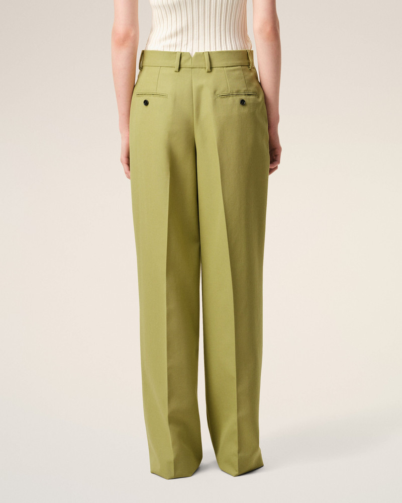 GREEN NEW WOOL LOW WAIST WIDE TROUSERS 4