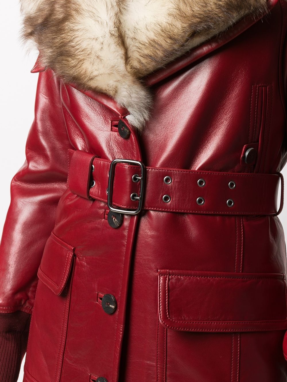 fur lined leather coat - 5