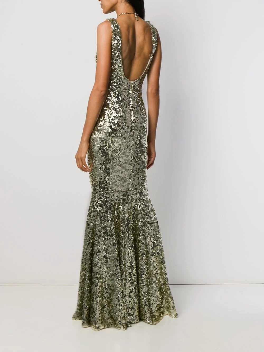 sequin embroidered long gown - 4