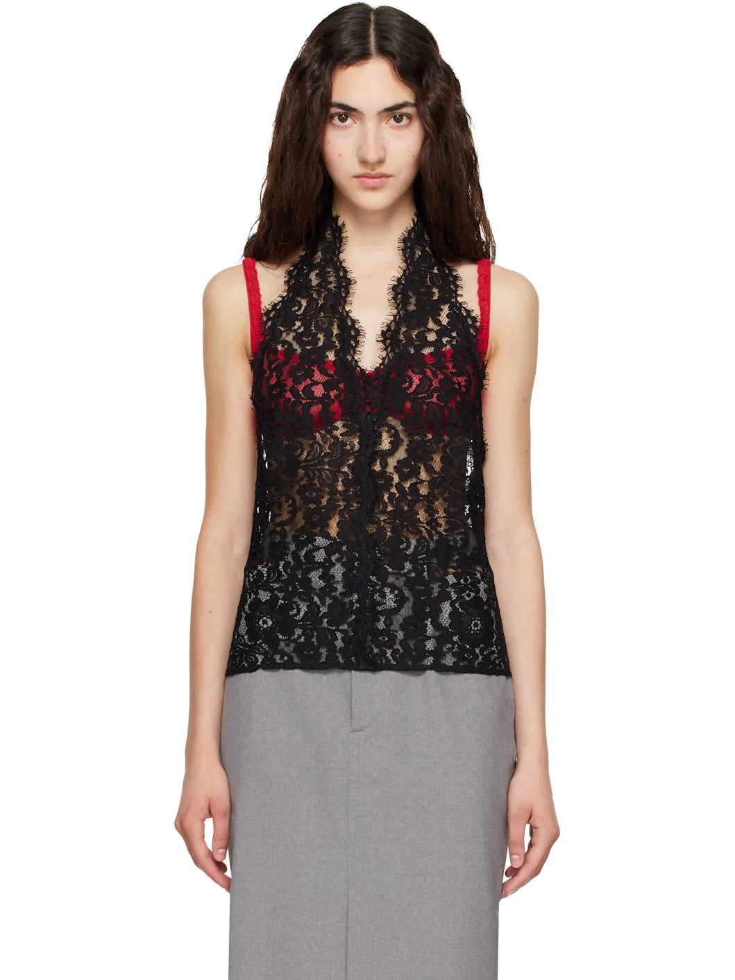 Black Halterneck Lace Top - 1