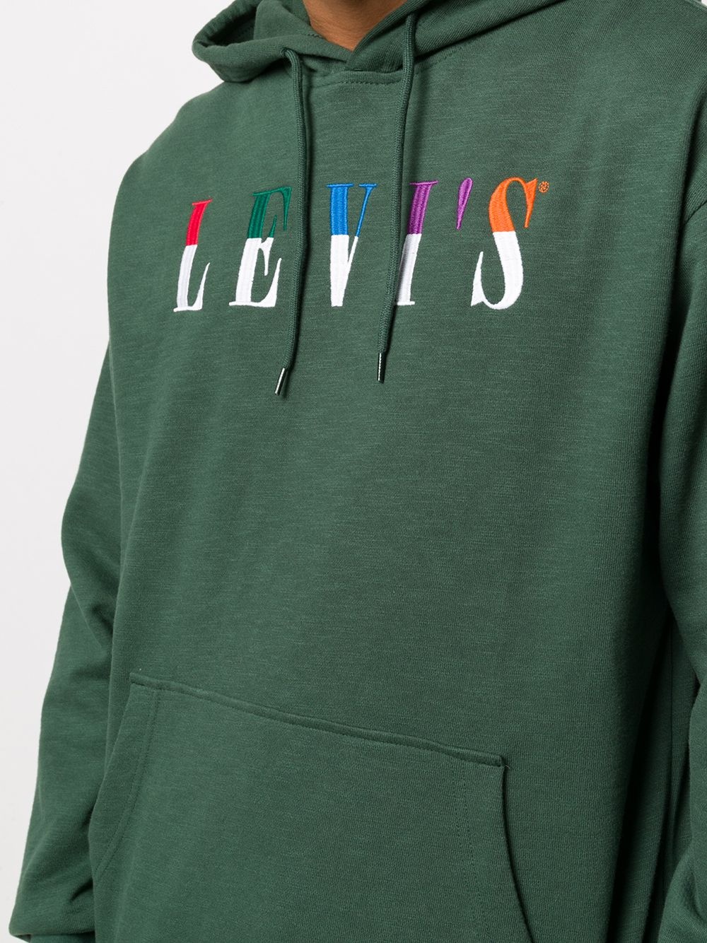 embroidered logo cotton hoodie - 5