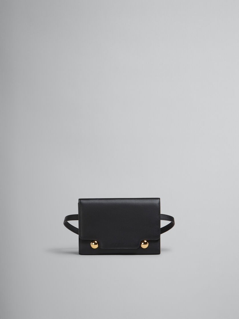 BLACK LEATHER TRUNKAROO BUM BAG - 1