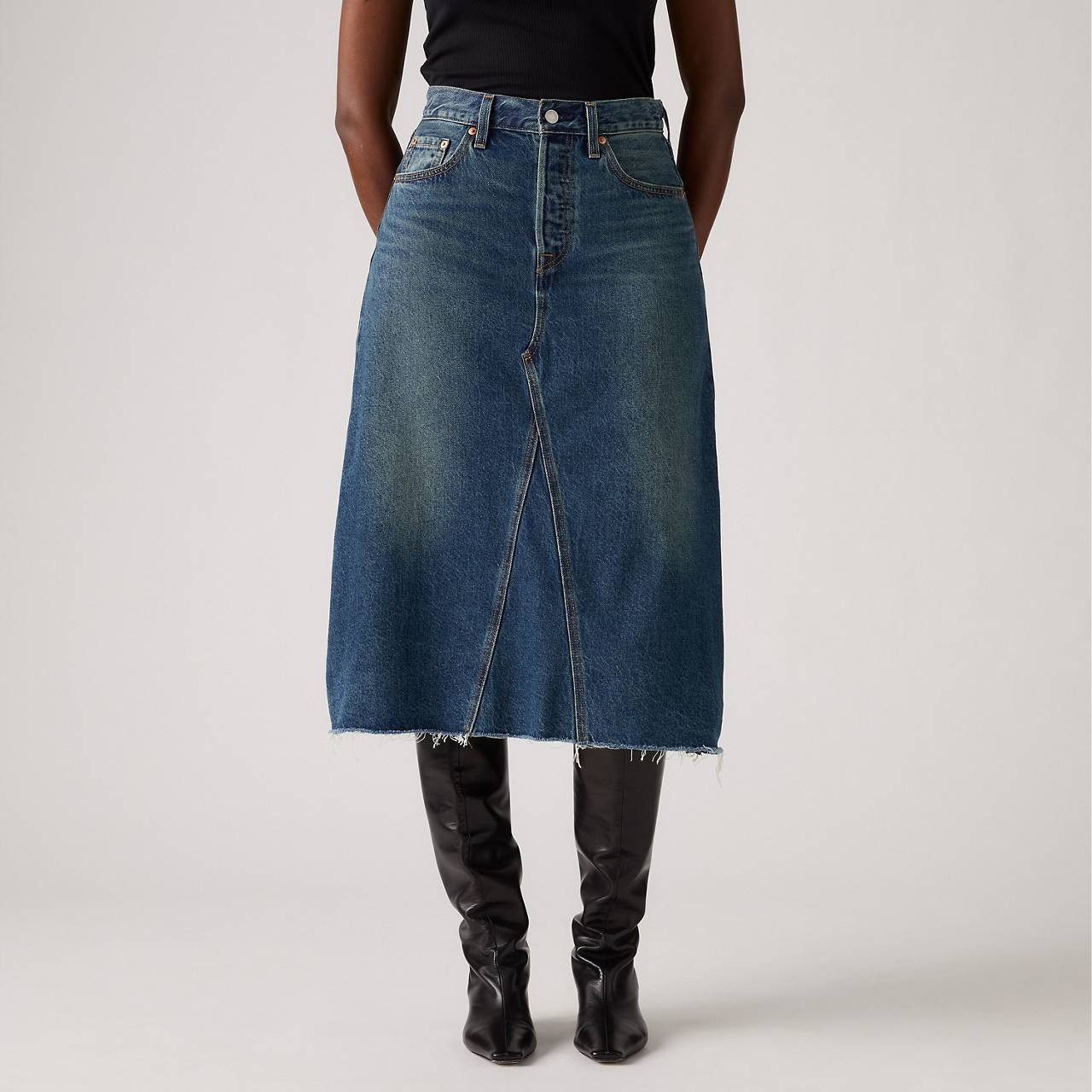 HIGH-RISE A-LINE DECON SKIRT - 4