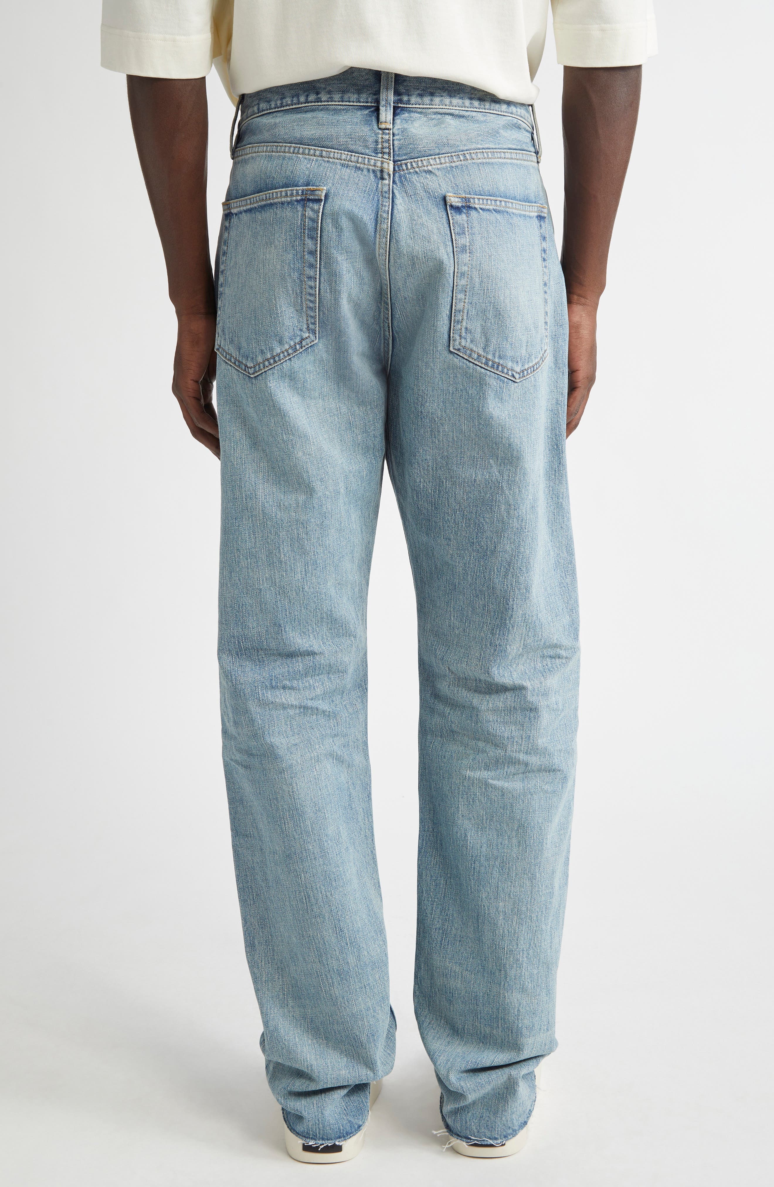 Fear of God Five-Pocket Raw Hem Straight Leg Jeans in Indigo 2 at Nordstrom - 3