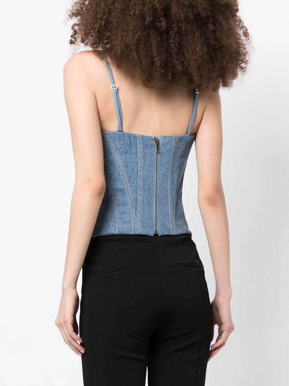 contrast-stitching denim bustier - 4