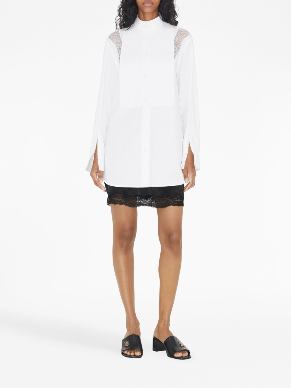 lace-trim cotton shirt - 2