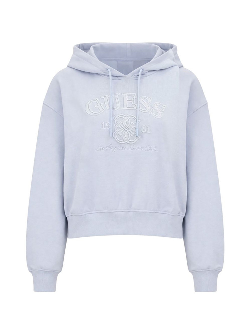 logo-embroidered cropped hoodie 1