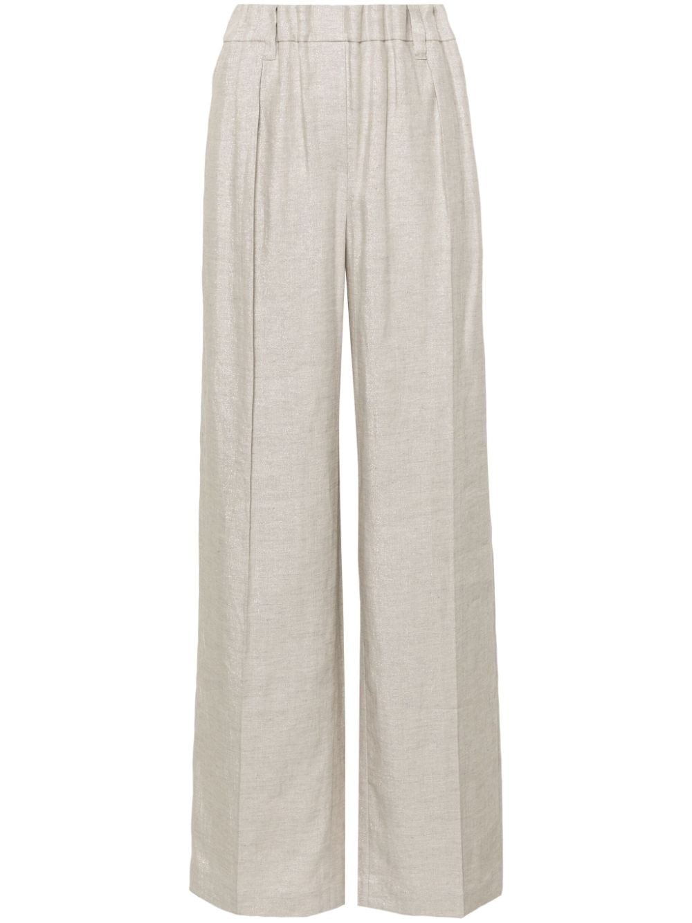 metallic-threading palazzo pants - 1