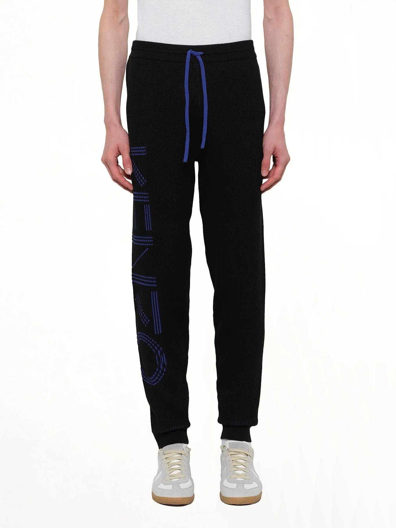Knitted Track Pants in Black - 1