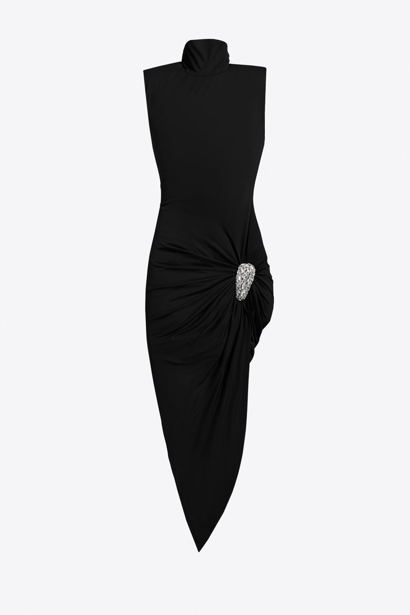 CRYSTAL CLUSTER DRAPED MIDI DRESS 1