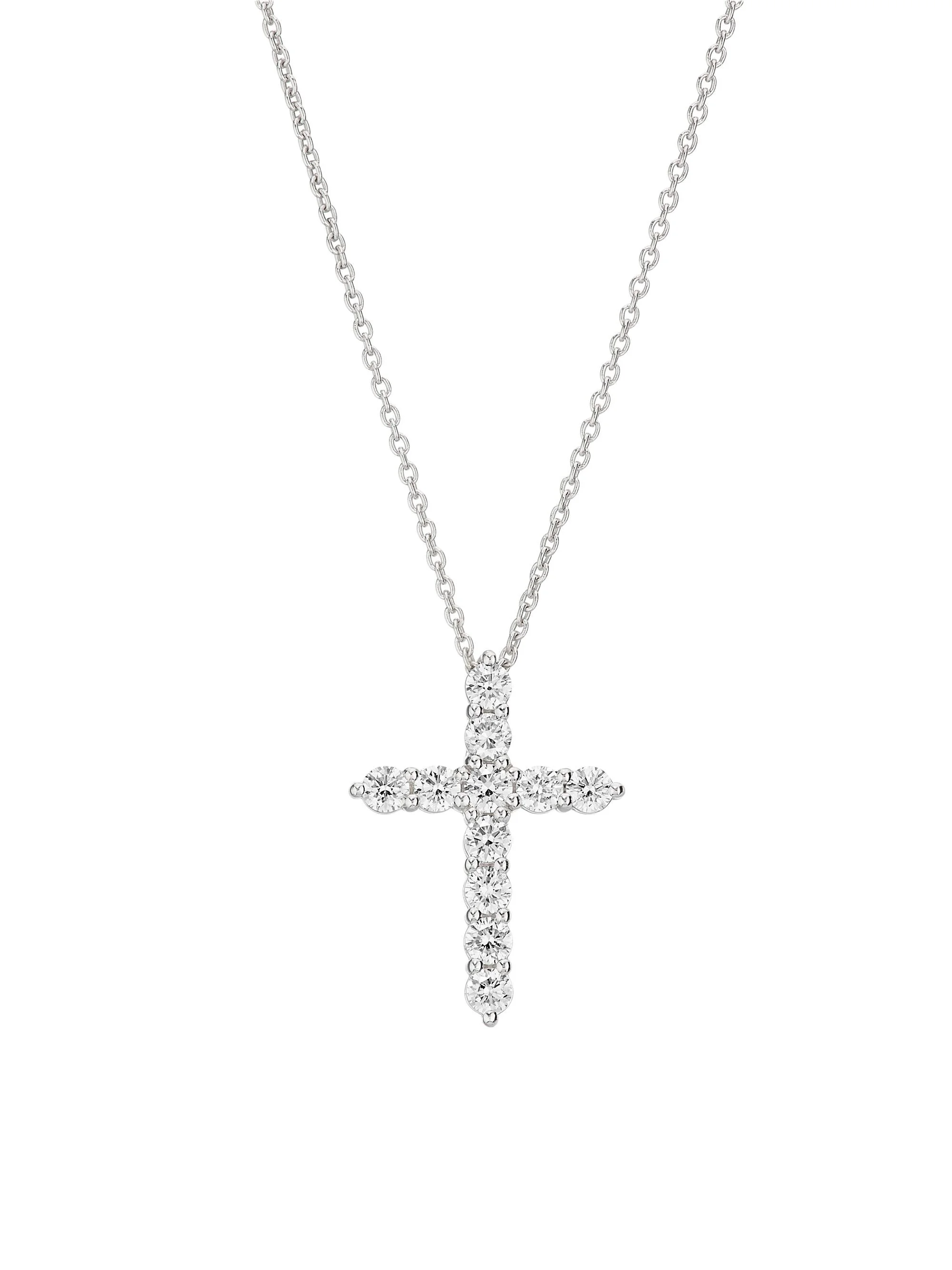 Women's Tiny Treasures 18K White Gold & 0.45 TCW Diamond Cross Pendant Necklace - White Gold - 1