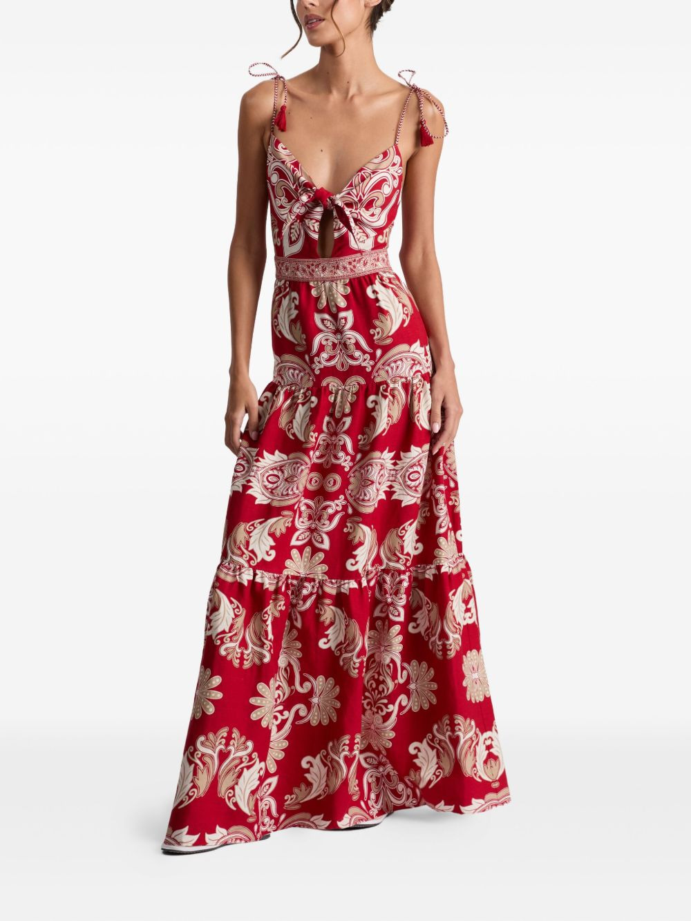 tassel-details paisley-print maxi day dress - 2