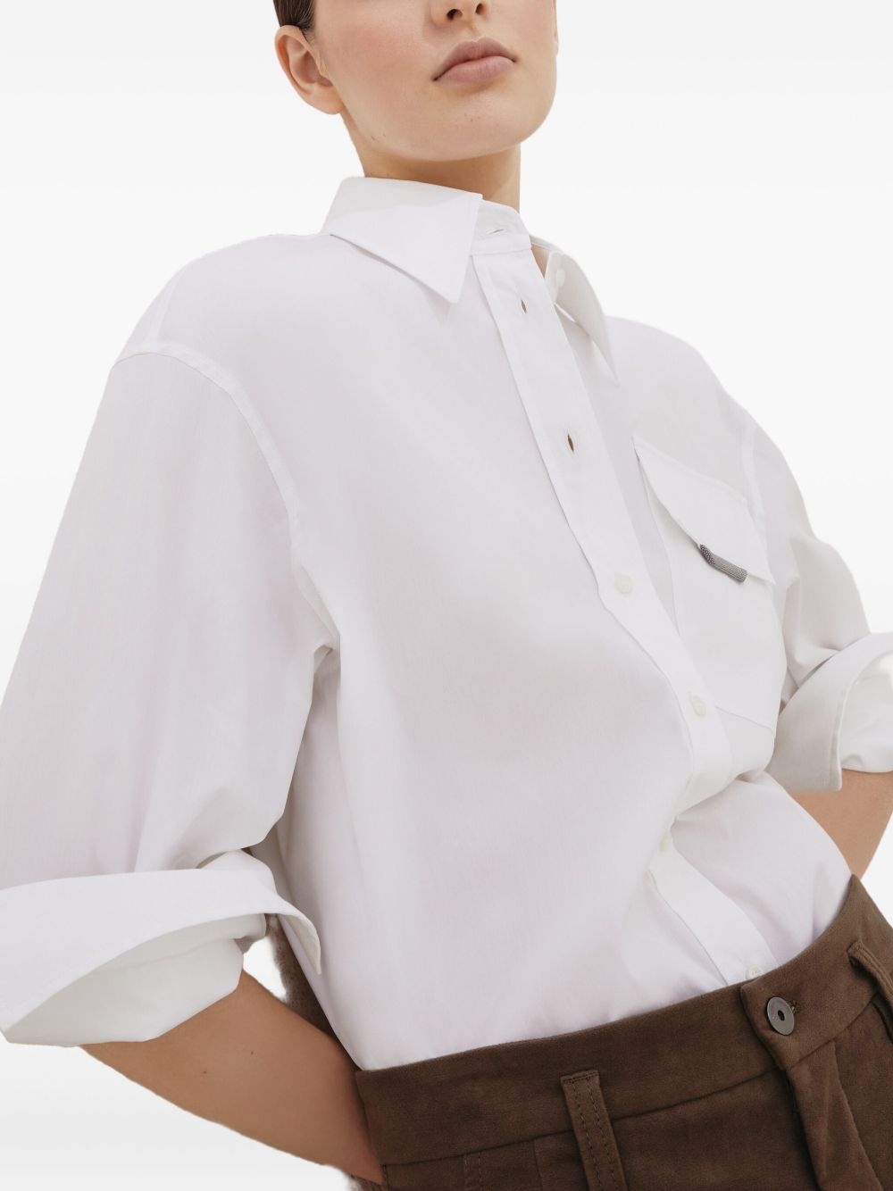 long-sleeved poplin shirt - 5