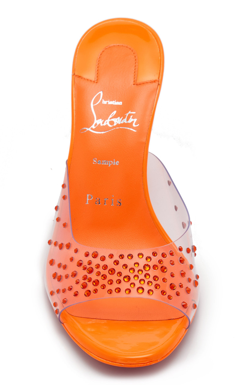 Christian Louboutin Degramule Strass Patent Leather and PVC Sandals orange outlook