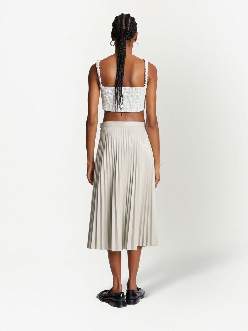 pleated faux-leather skirt - 5