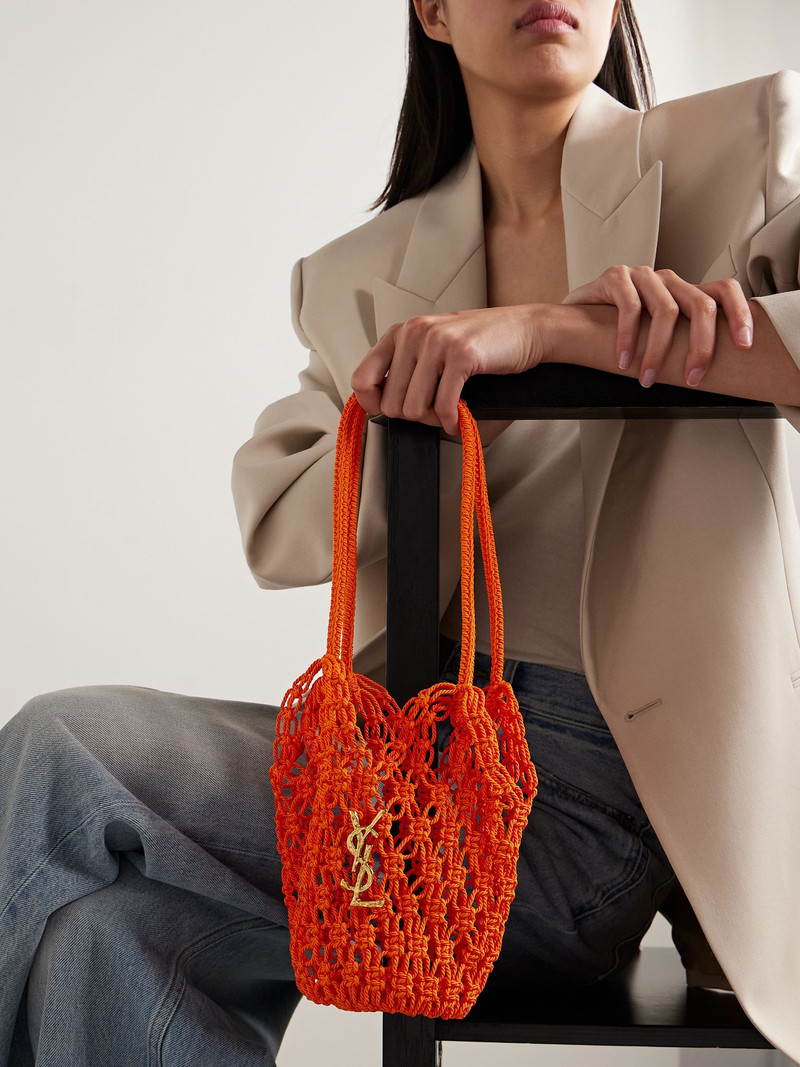 SAINT LAURENT Woven cord shoulder bag Orange outlook