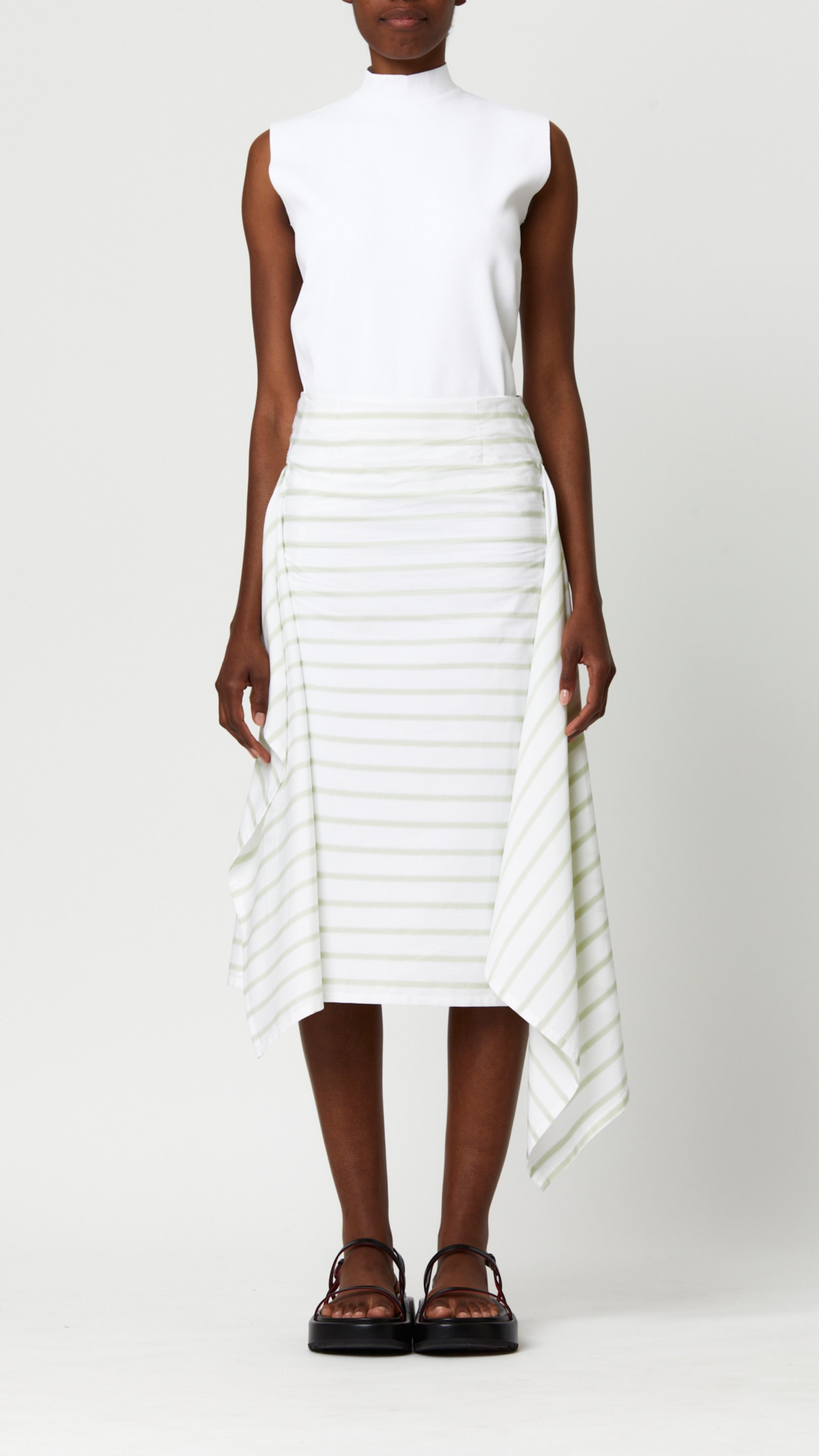 Asymmetrical Striped Skirt - 1