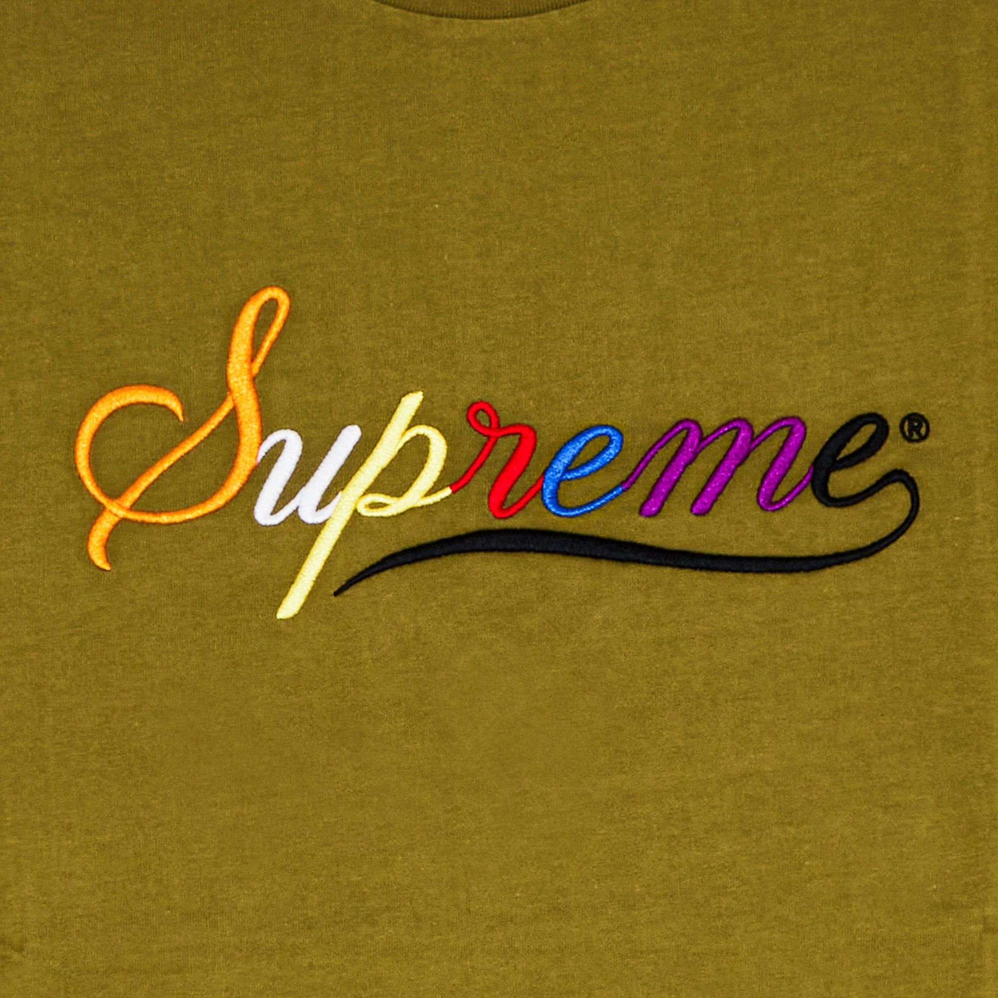 Supreme Cursive Short-Sleeve Top 'Dusty Olive' - 2