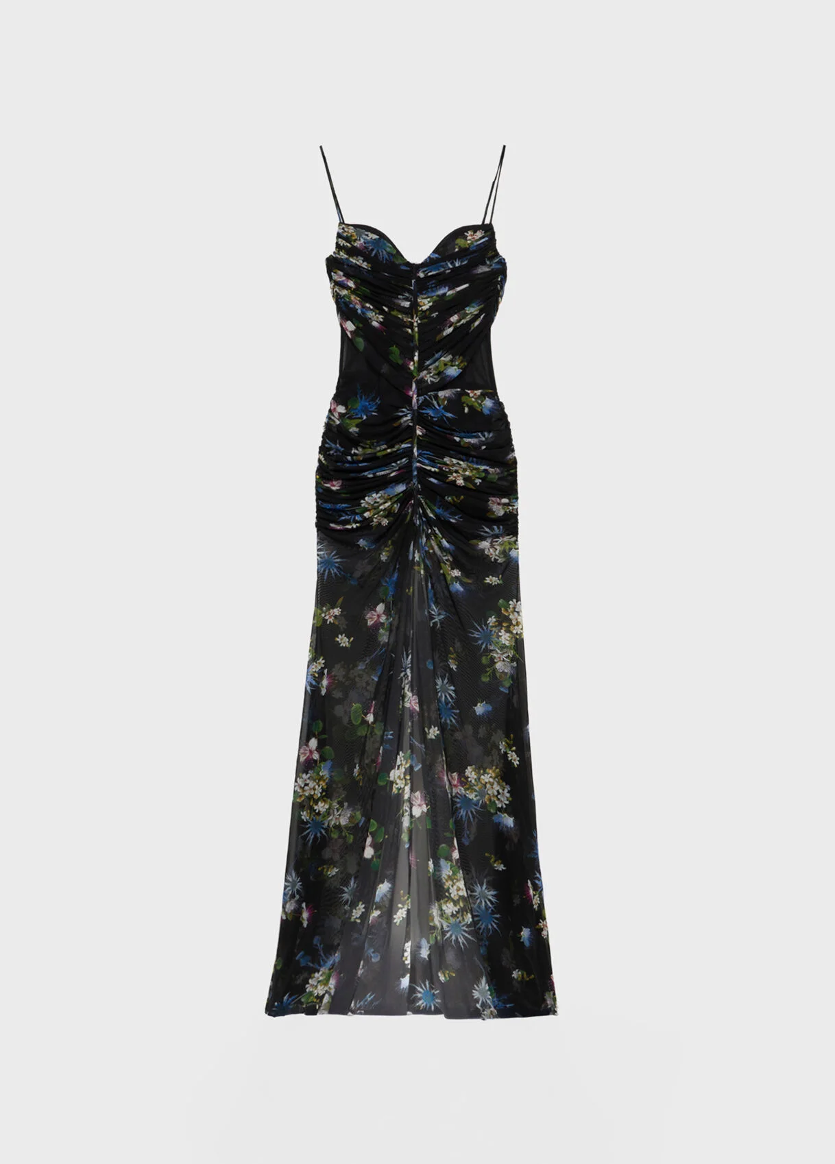 PRINTED TULLE BUSTIER DRESS WITH SLIT - 1