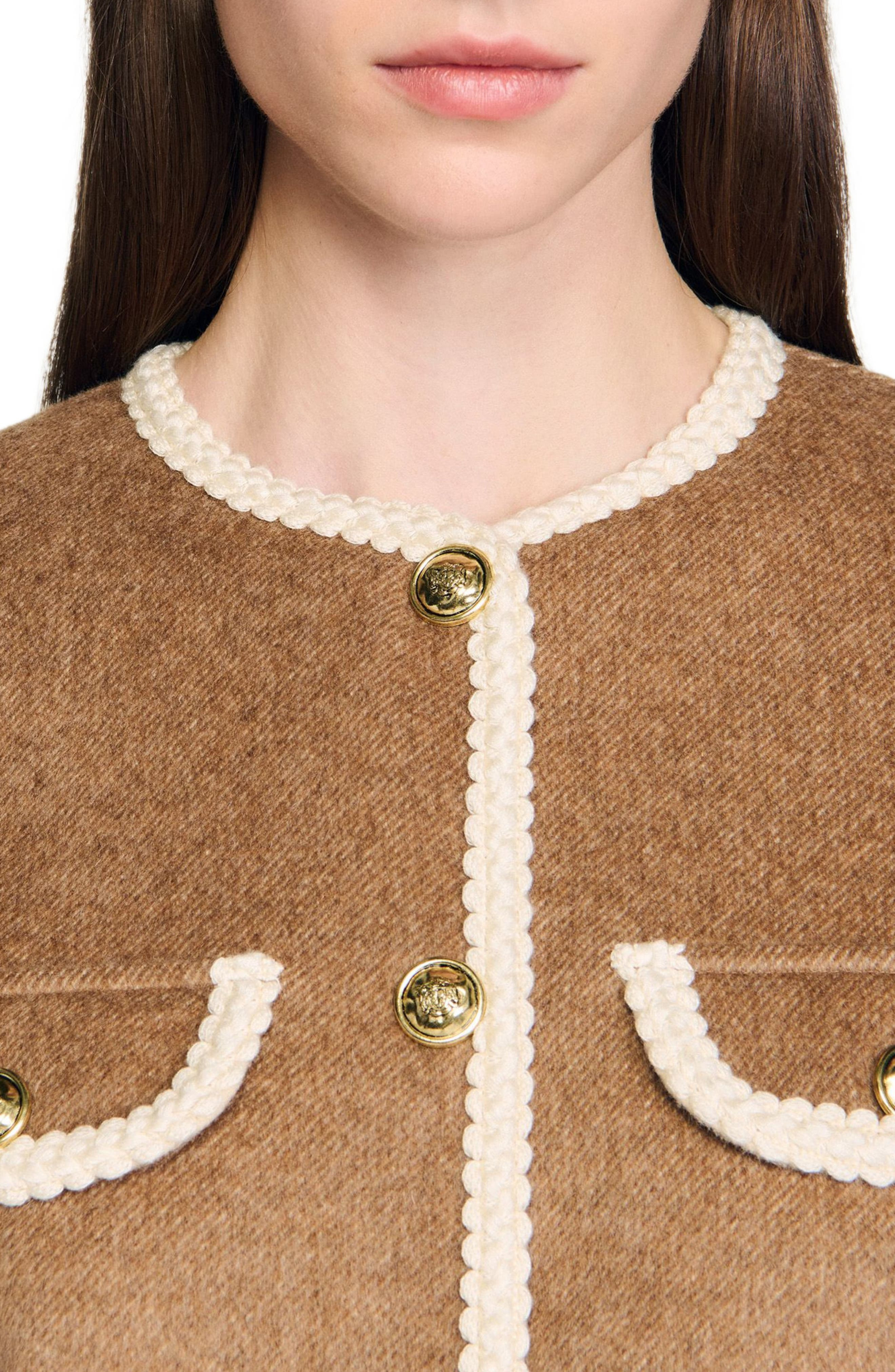 SANDRO Double-faced jacket in Dark Blond at Nordstrom - 4