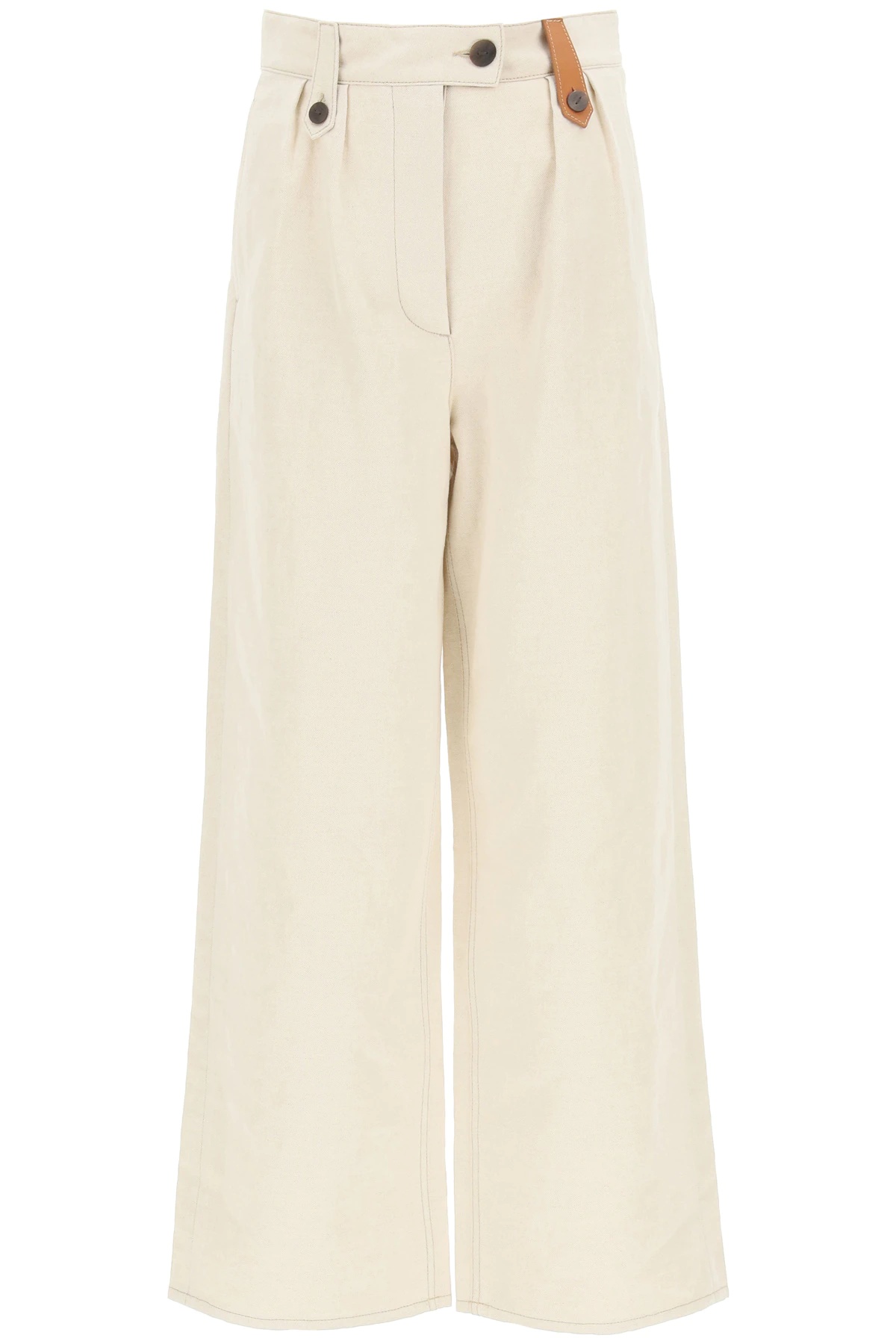 WIDE TROUSERS WITH LEATHER LOOPS - 1