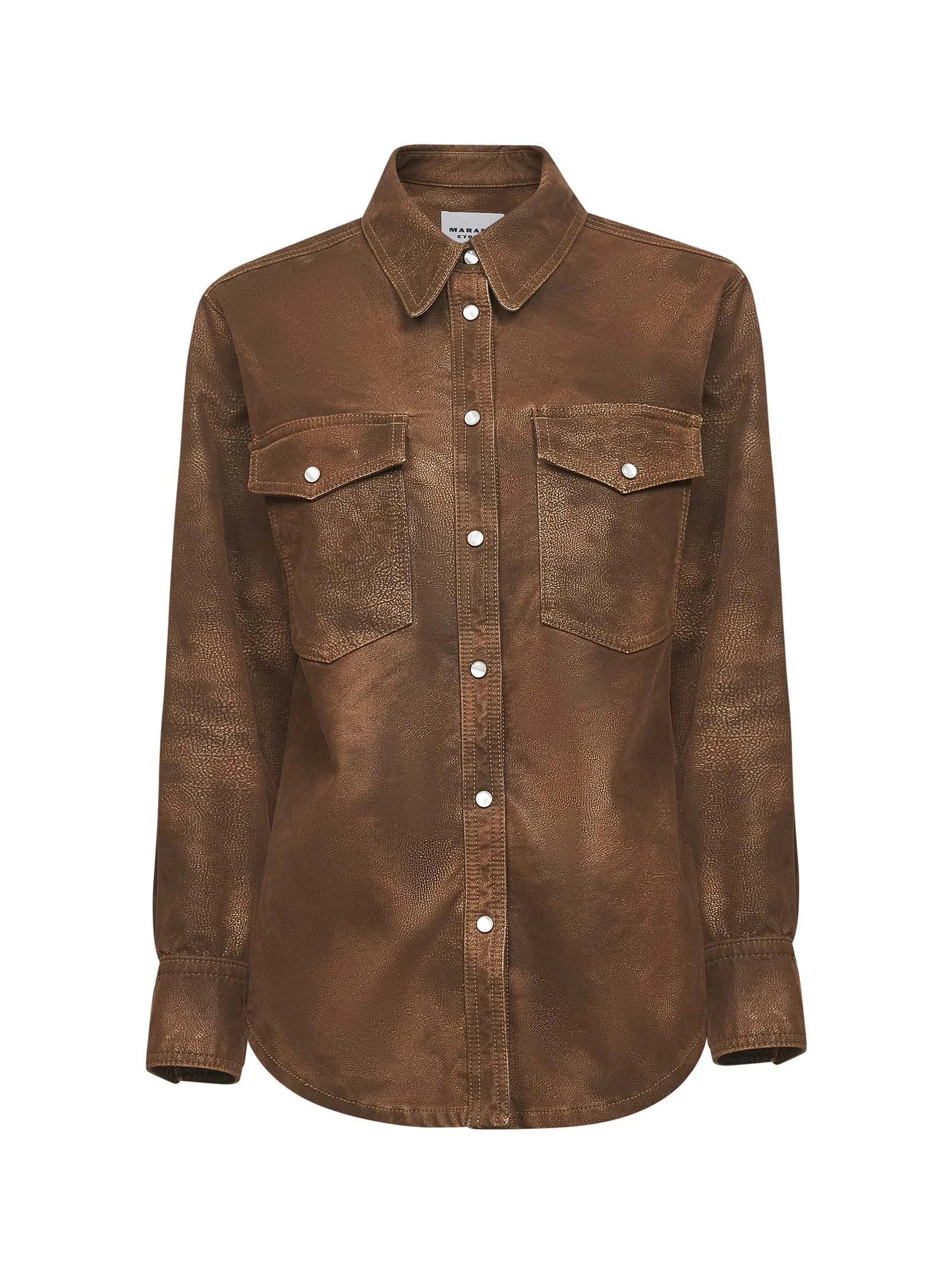 Tobacco vintage faux leather Karima shirt - 1