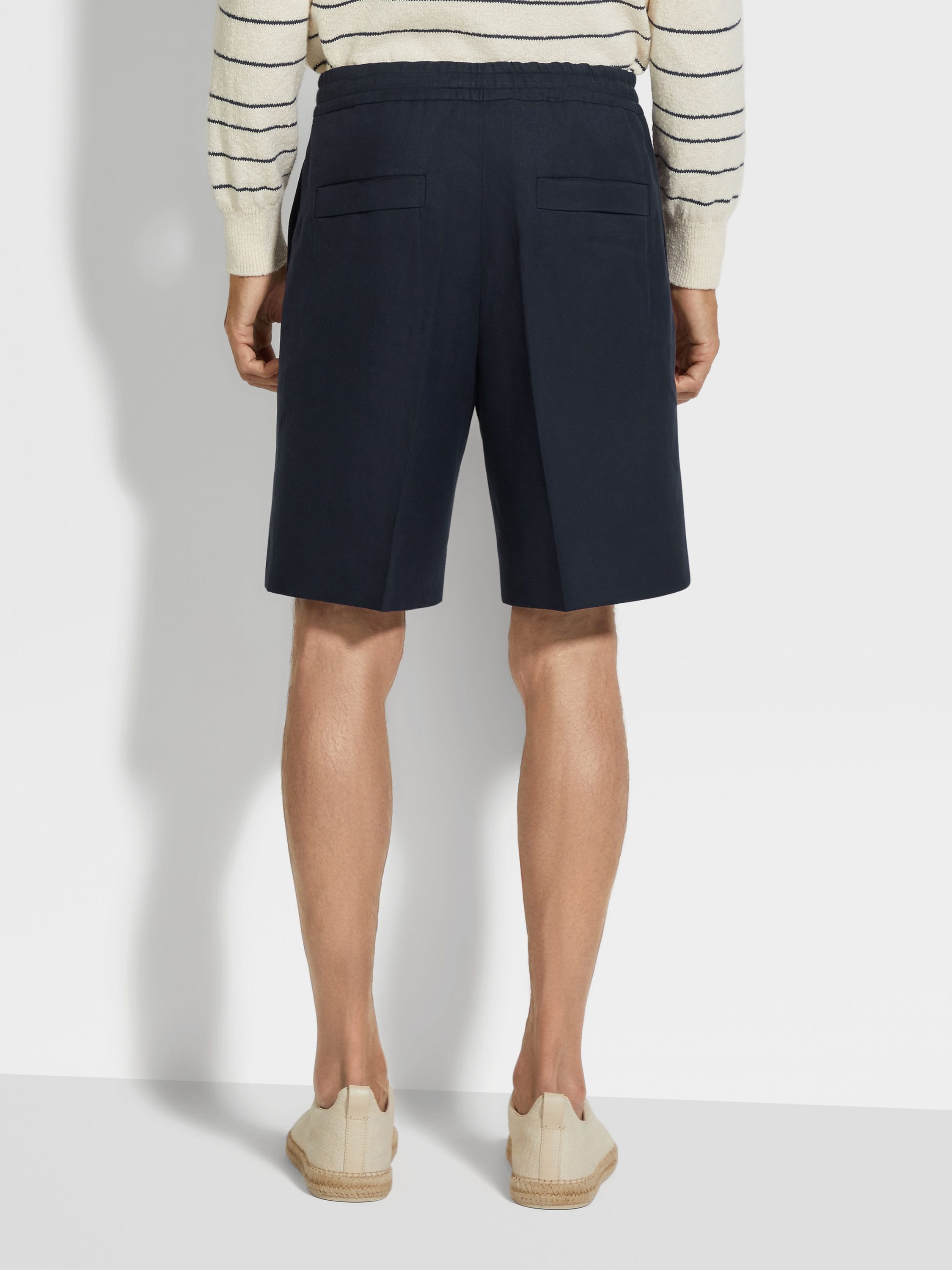 NAVY BLUE OASI LINO SHORTS - 6