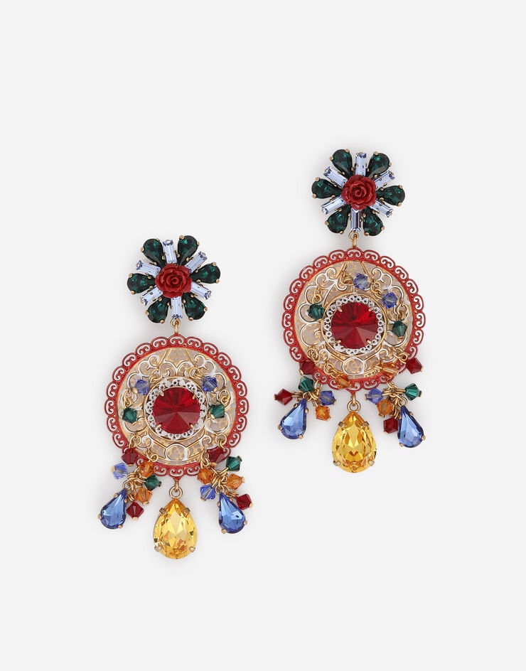 Earrings with rhinestones and decorative accents - 1