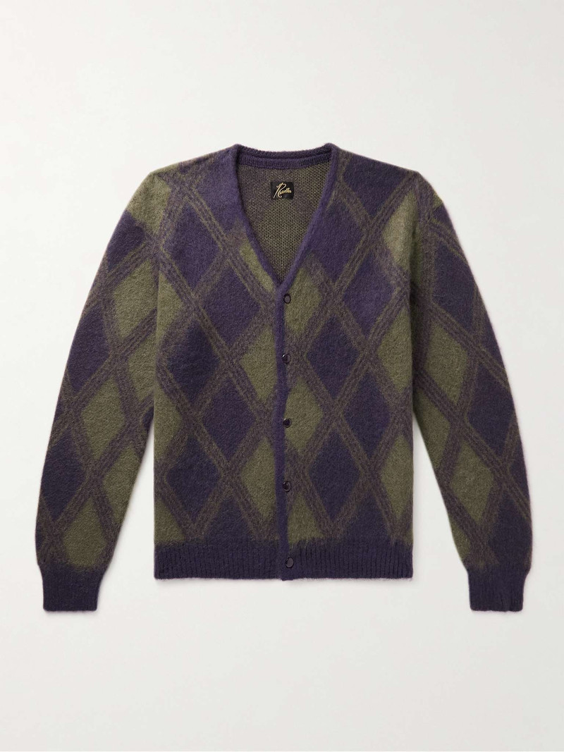 Jacquard-Knit Brushed Mohair-Blend Cardigan 1