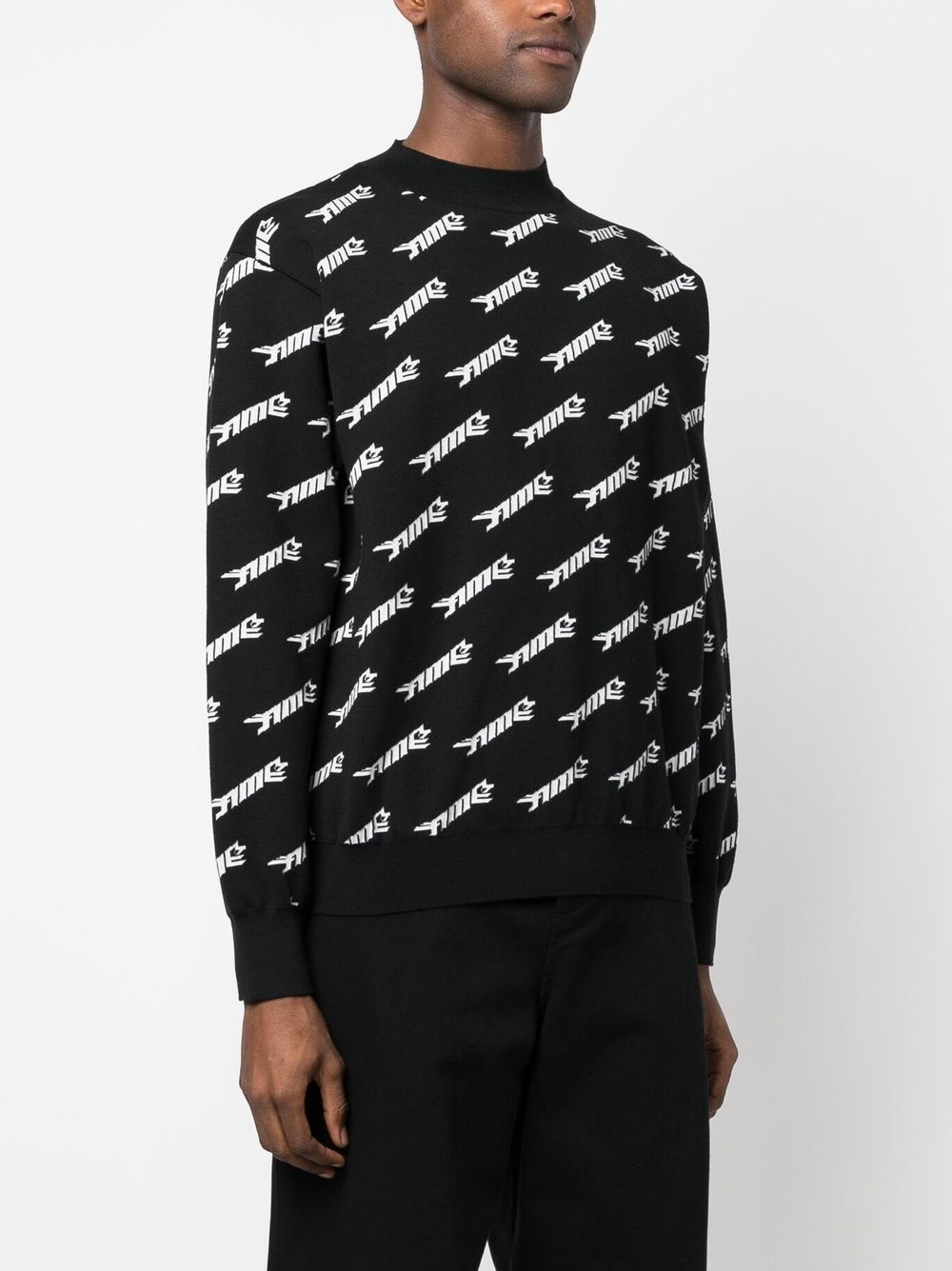 logo-intarsia crew-neck jumper - 4